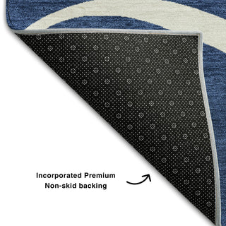 Piper Looms Mayfield Swirls AMF999 Navy Machine Washable Area Rug Backing Image