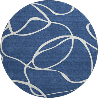 Piper Looms Mayfield Swirls AMF999 Navy Machine Washable Area Rug Round Main Image