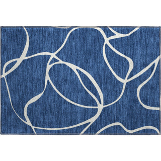 Piper Looms Mayfield Swirls AMF999 Navy Machine Washable Area Rug Scatter Main Image