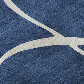 Piper Looms Mayfield Swirls AMF999 Navy Machine Washable Area Rug Swatch Image