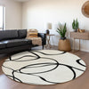 Piper Looms Mayfield Swirls AMF999 White Machine Washable Area Rug Round Lifestyle Image Feature