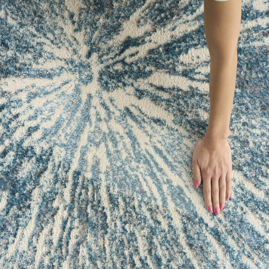 Nourison Ambiance AMI01 Blue Silver Area Rug Corner Image