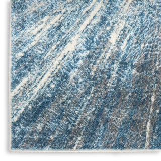 Nourison Ambiance AMI01 Blue Silver Area Rug Corner Image