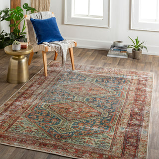 Livabliss Amelie AML-2352-Rust-Teal-Ivory-Midnight Blue-Sage Machine Washable Area Rug Room Scene