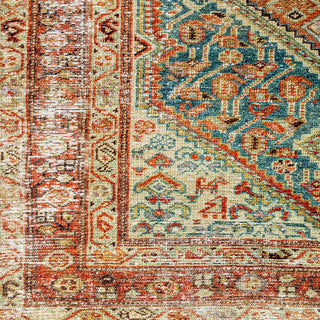Livabliss Amelie AML-2352-Rust-Teal-Ivory-Midnight Blue-Sage Machine Washable Area Rug Swatch