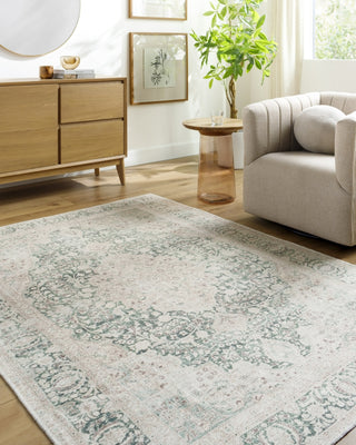 LIVABLISS Amelie AML-2393 Medium Green Area Rug Room Scene Feature