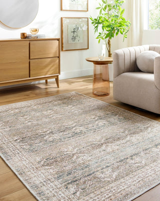 Livabliss Amelie AML-2404 Medium Green Machine Washable Area Rug Room Scene