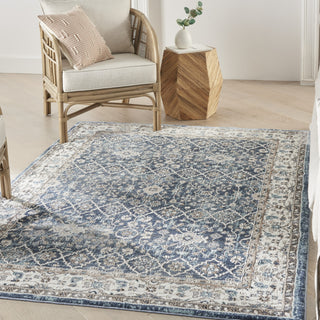 Nourison American Manor AMR01 Blue/Ivory Area Rug by Kathy Ireland Corner Image