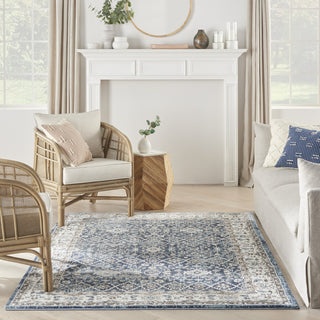 Nourison American Manor AMR01 Blue/Ivory Area Rug by Kathy Ireland Room Image Feature