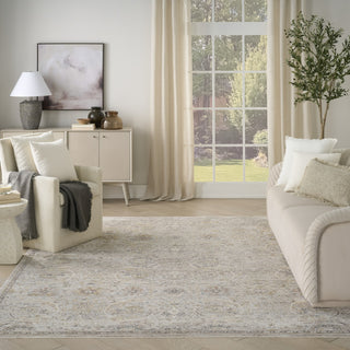 Nourison Antique Fusion ANF03 Light Grey Area Rug Room Scene Feature