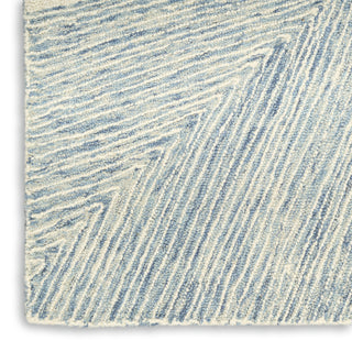Nourison Pure Angles ANG01 Ivory Blue Area Rug by DKNY Corner Image