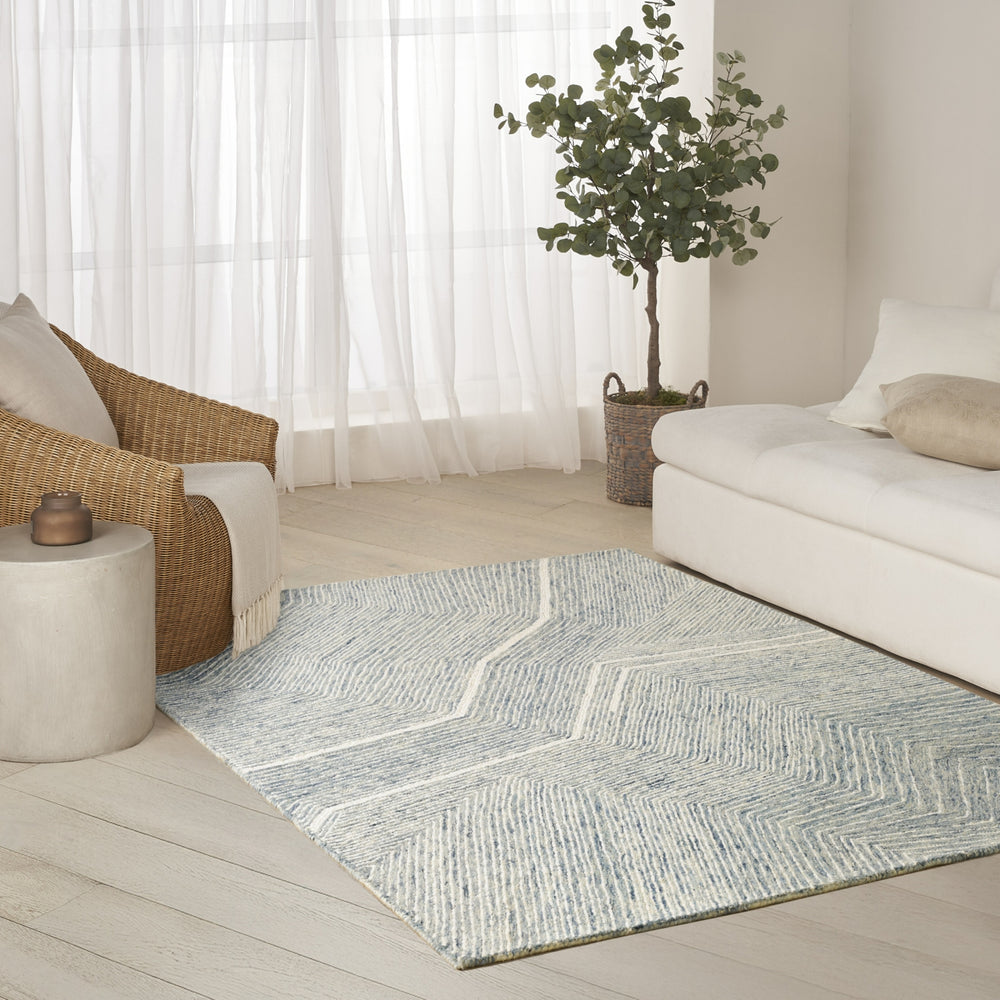 Nourison Pure Angles ANG01 Ivory Blue Area Rug by DKNY Room Image Feature