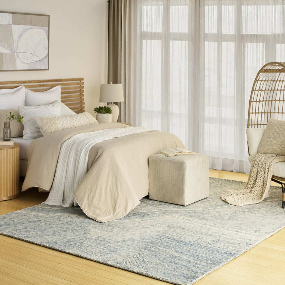 Nourison Pure Angles ANG01 Ivory Blue Area Rug by DKNY Room Image Feature