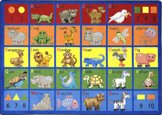 Joy Carpets Kid Essentials Animal Phonics Multi Area Rug