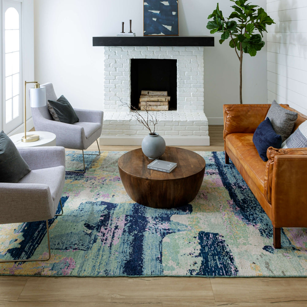 Karastan Paradigm Annora Blue Area Rug Lifestyle Image Feature
