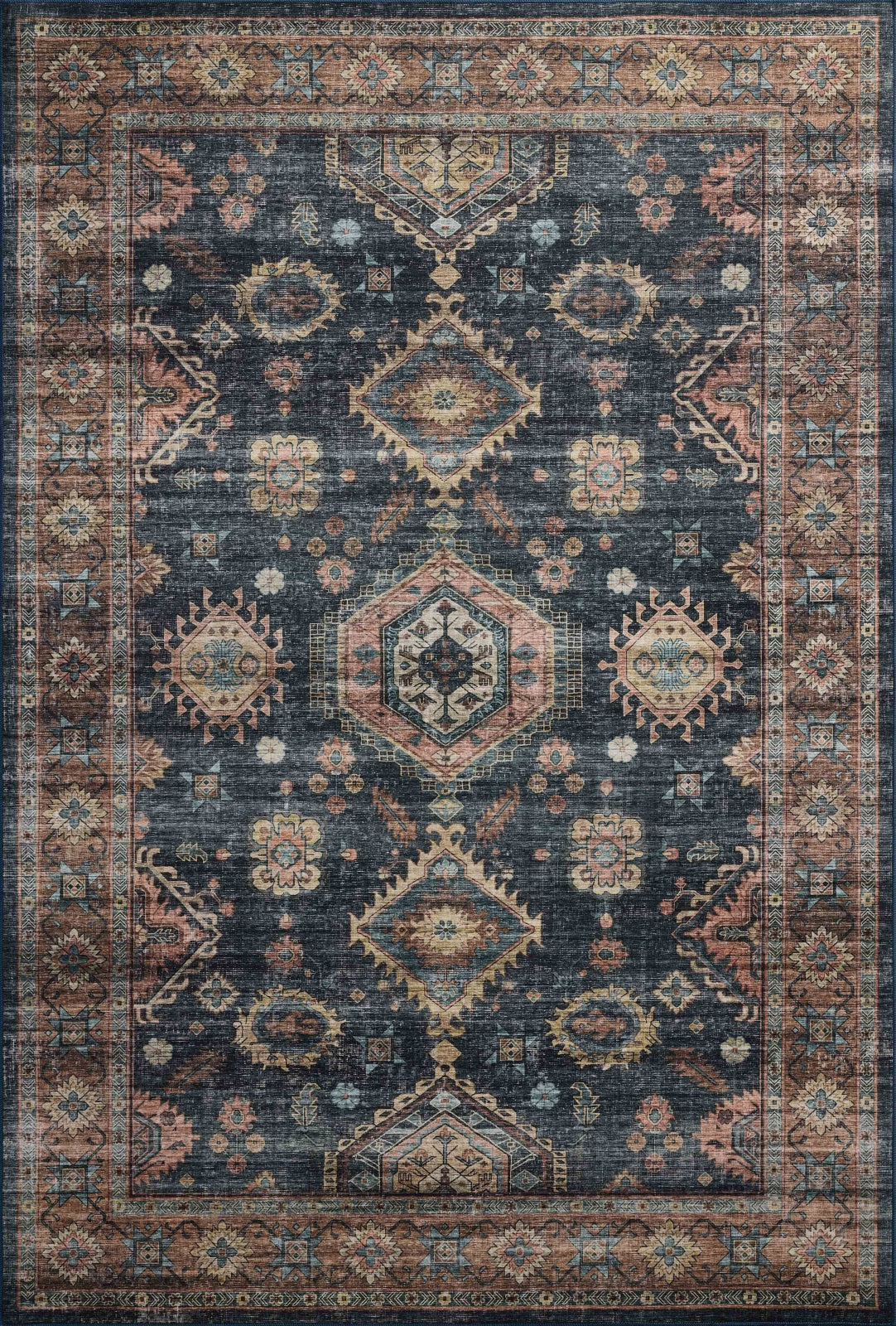 Loloi II Anniston ANS-03 Denim / Sunset Machine Washable Area Rug main image