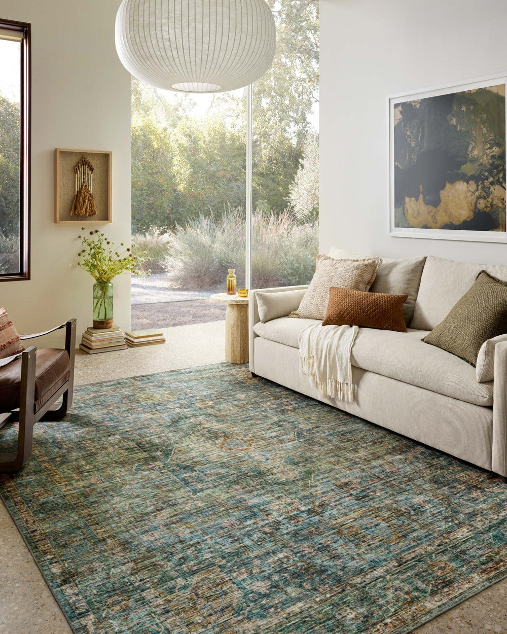 Loloi Anniston ANS-05 Lagoon / Multi Machine Washable Area Rug Lifestyle Image Feature