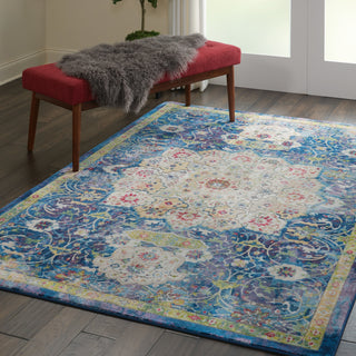 Nourison Ankara Global ANR03 Blue Area Rug Room Image Feature