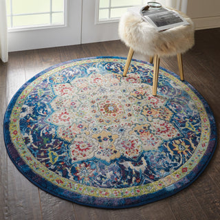 Nourison Ankara Global ANR03 Blue Area Rug Room Image Feature
