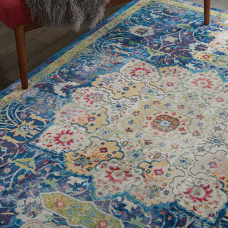 Nourison Ankara Global ANR03 Blue Area Rug Corner Image