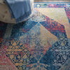 Nourison Ankara Global ANR04 Blue Multicolor Area Rug Corner Image