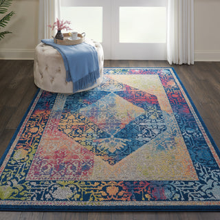 Nourison Ankara Global ANR04 Blue Multicolor Area Rug Corner Image