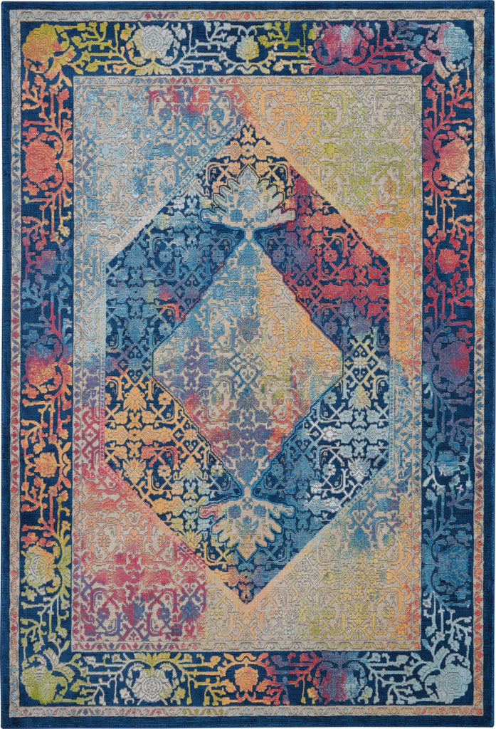 Nourison Ankara Global ANR04 Blue Multicolor Area Rug main image