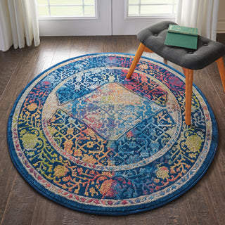 Nourison Ankara Global ANR04 Blue Multicolor Area Rug Corner Image