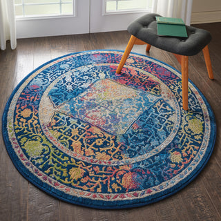 Nourison Ankara Global ANR04 Blue Multicolor Area Rug Room Image Feature