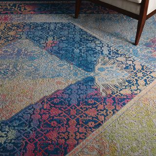 Nourison Ankara Global ANR04 Blue Multicolor Area Rug Corner Image