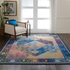 Nourison Ankara Global ANR04 Blue Multicolor Area Rug Corner Image