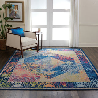 Nourison Ankara Global ANR04 Blue Multicolor Area Rug Corner Image
