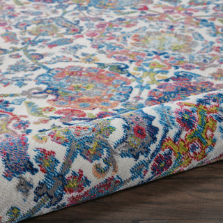 Nourison Ankara Global ANR06 Ivory Blue Area Rug Corner Image