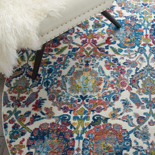 Nourison Ankara Global ANR06 Ivory Blue Area Rug Corner Image