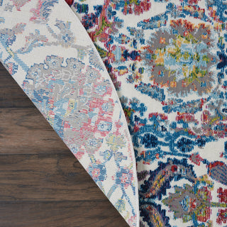 Nourison Ankara Global ANR06 Ivory Blue Area Rug Corner Image