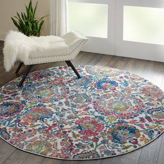 Nourison Ankara Global ANR06 Ivory Blue Area Rug Room Image Feature