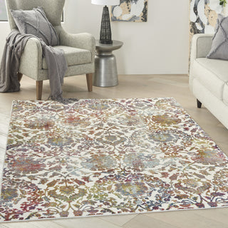 Nourison Ankara Global ANR06 White Multicolor Area Rug Corner Image