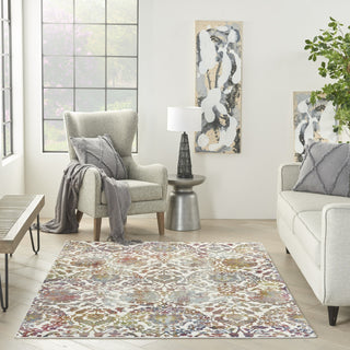 Nourison Ankara Global ANR06 White Multicolor Area Rug Room Image Feature