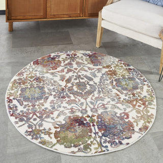 Nourison Ankara Global ANR06 White Multicolor Area Rug Corner Image