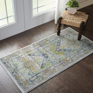 Nourison Ankara Global ANR07 Blue Green Area Rug Corner Image