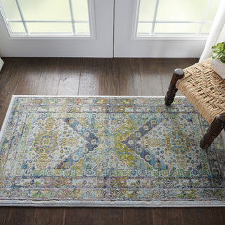 Nourison Ankara Global ANR07 Blue Green Area Rug Corner Image