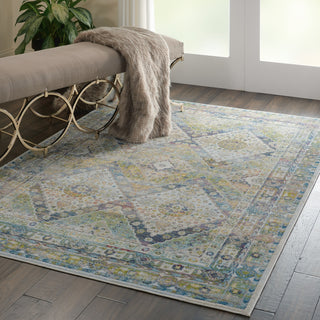 Nourison Ankara Global ANR07 Blue Green Area Rug Room Image Feature