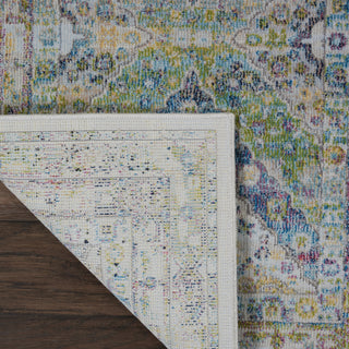 Nourison Ankara Global ANR07 Blue Green Area Rug Corner Image