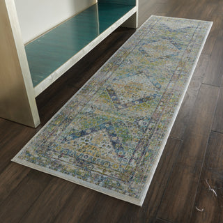 Nourison Ankara Global ANR07 Blue Green Area Rug Corner Image