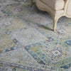 Nourison Ankara Global ANR07 Blue Green Area Rug Corner Image