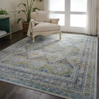 Nourison Ankara Global ANR07 Blue Green Area Rug Room Image Feature