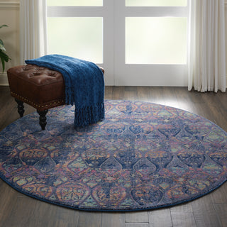 Nourison Ankara Global ANR08 Navy Multicolor Area Rug Corner Image