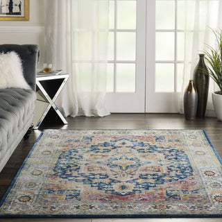 Nourison Ankara Global ANR11 Blue Multicolor Area Rug Corner Image