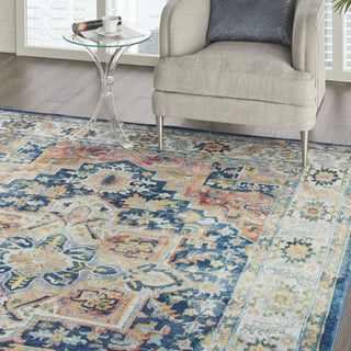 Nourison Ankara Global ANR11 Blue Multicolor Area Rug Corner Image
