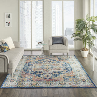 Nourison Ankara Global ANR11 Blue Multicolor Area Rug Corner Image